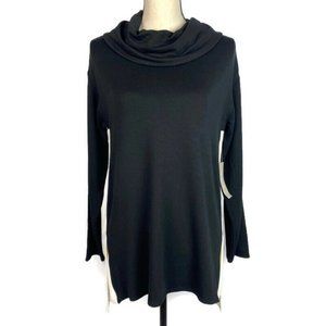 Chicos Zenergy Black White Colorblock Sweater Cowl Neck NWT Womens Small